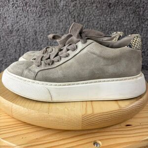 Vince Platform Sneaker Womens 7 Suede Snakeskin Print Gray Low Top Sneaker